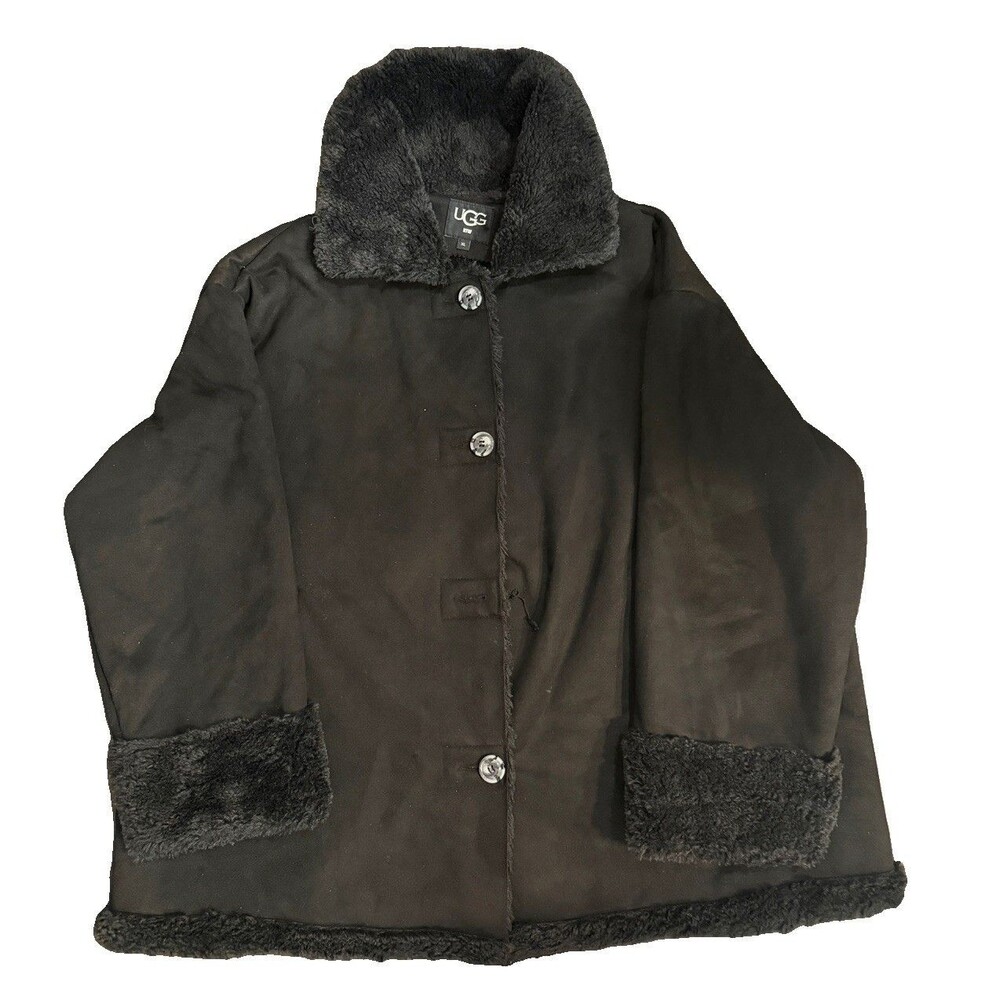 UGG Takara Dez Bonded Faux Fur Jacket Coat Jacket Black Womens Size XL